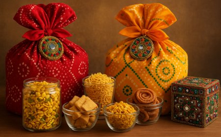 Gujarati Grandeur: Navratri-Inspired Hampers with Bandhani Wraps, Farsan & Beadwork